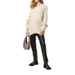 Nanushka Arwan Alpaca Cable Knit Sweater L Beige Cream Oversized
